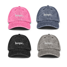 Load image into Gallery viewer, Hope Vintage Cotton Twill Cap in Pink, Blue, Grey and Black
